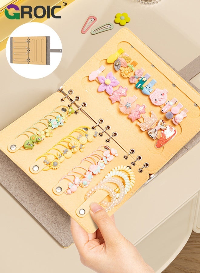 GROIC Hair Clip Organizer Book, Felt Hair Accessories Organizer with 2 Inner Pages, Large Capacity Travel Book-Style Holder for Hair Clips, Headbands, Barrettes, Foldable and convenient  Hairpin Holder - Image 1